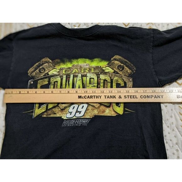 Carl Edwards 99 Roush Fenway Racing Black NASCAR T-shirt Medium Chase Authentics - Picture 5 of 6